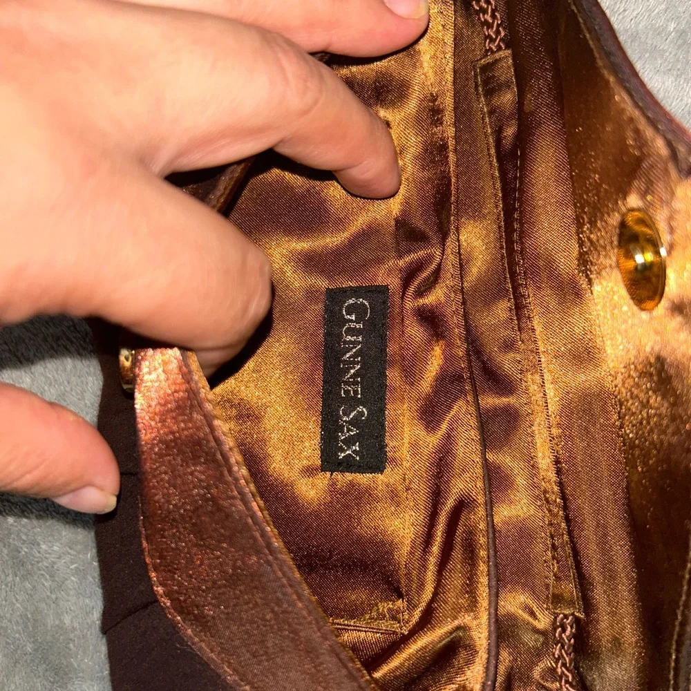 Gunne Sax Brown Clutch Wristlet with Metallic Clasp